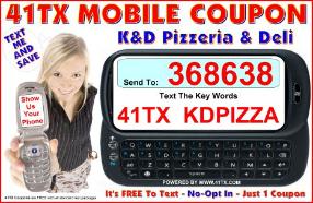 41TX Mobile Coupon - K&D Pizza Monroe NY
